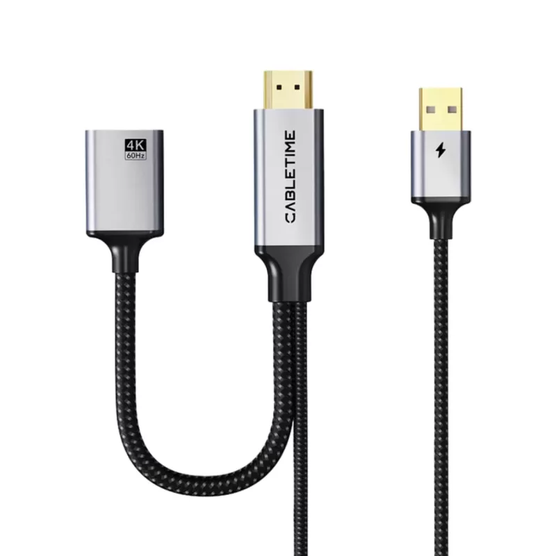 Cable CABLETIME HDMI to DP (F) 0.2m with USB-C Power Cable CP51B