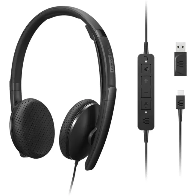 Проводные наушники Lenovo Wired VoIP Headset (Teams) Цвет:чёрный