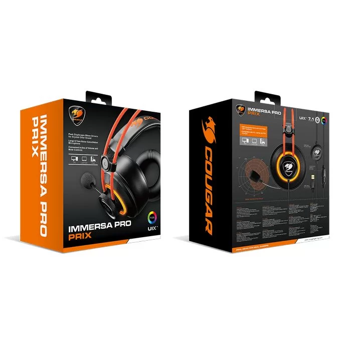 אוזניות גיימינג COUGAR IMMERSA PRO Prix צבע שחור, כתום