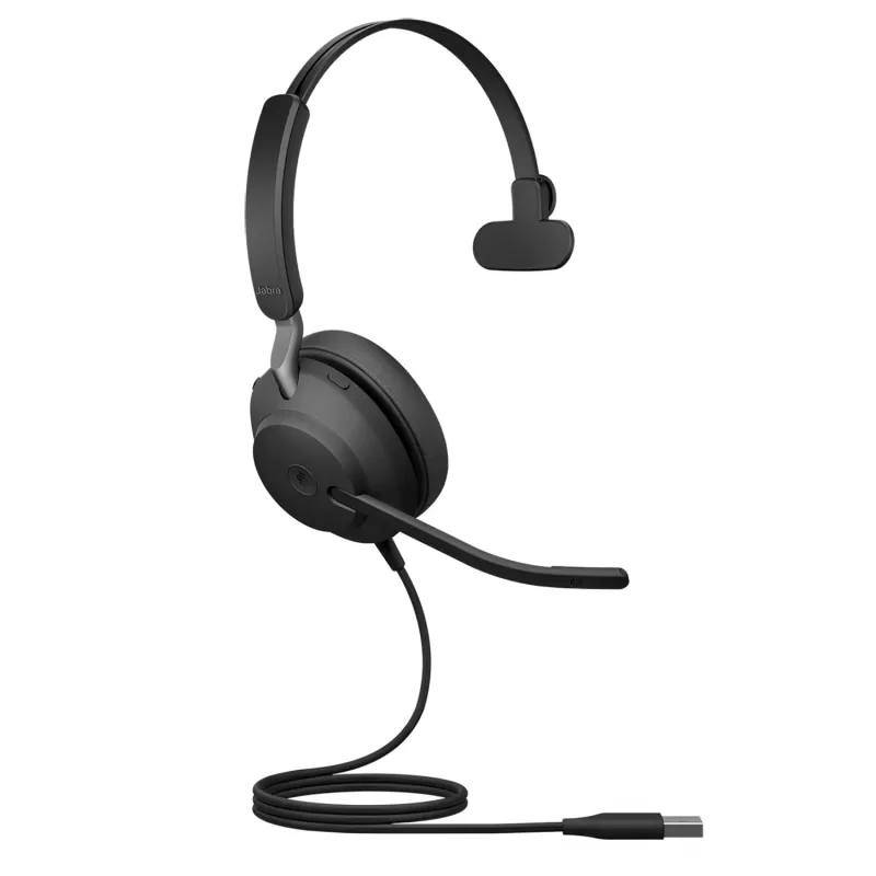 אוזניות קשת מונו חוטיות עם מיקרופון מובנה Jabra Evolve2 40 MS Mono USB-A Headset צבע שחור