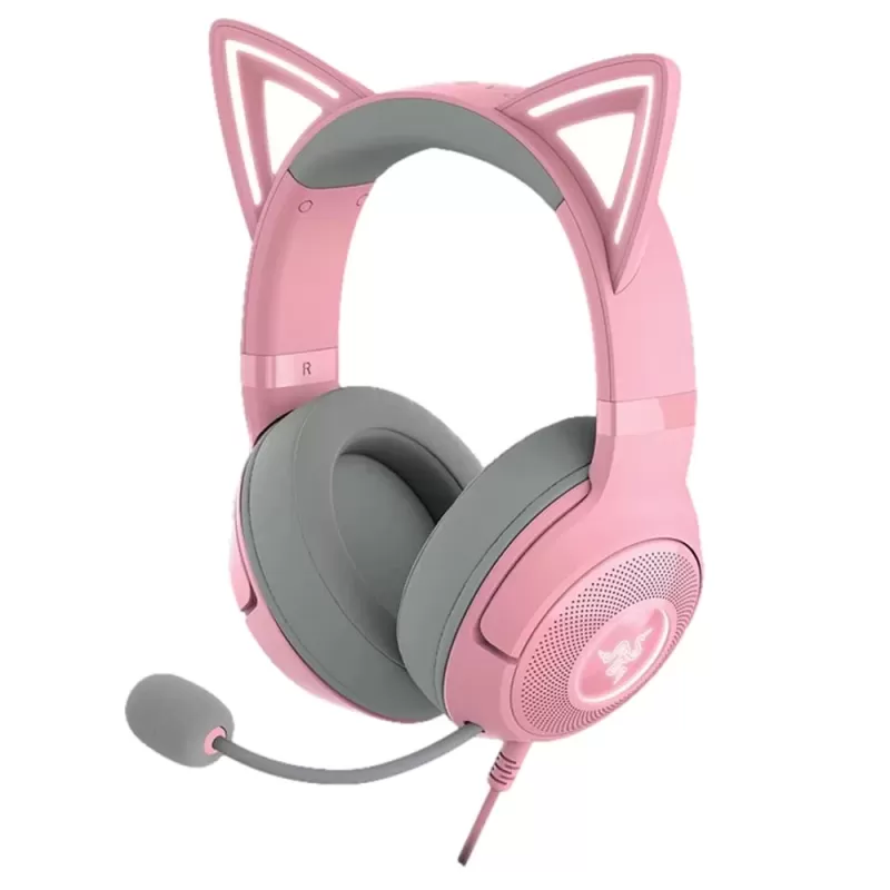 אוזניות גיימינג חוטיות RAZER KRAKEN KITTY V2 ורוד