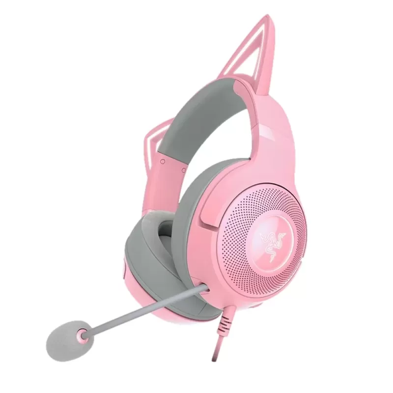 אוזניות גיימינג חוטיות RAZER KRAKEN KITTY V2 ורוד