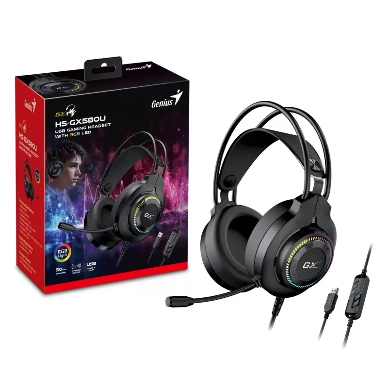 אוזניות גיימינג חוטיות Genius HS-GX580U Gaming Headset
