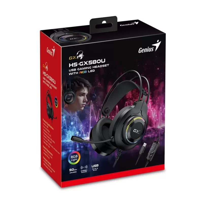 אוזניות גיימינג חוטיות Genius HS-GX580U Gaming Headset