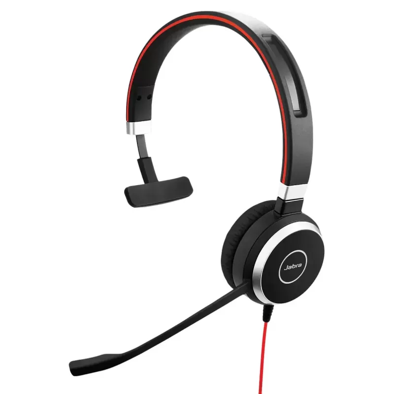 אוזניות קשת מונו חוטיות עם מיקרופון מובנה Jabra Evolve 40 MS Mono USB-A Headset צבע שחור
