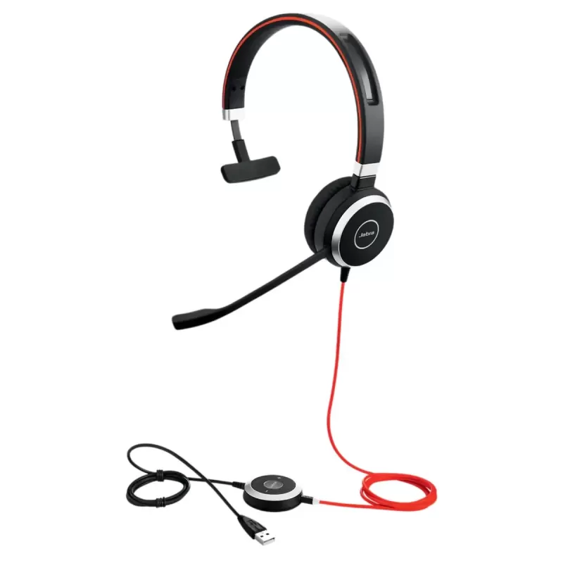 אוזניות קשת מונו חוטיות עם מיקרופון מובנה Jabra Evolve 40 MS Mono USB-A Headset צבע שחור