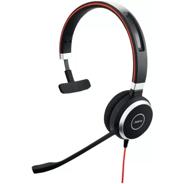 אוזניות קשת מונו חוטיות עם מיקרופון מובנה Jabra Evolve 40 MS Mono USB-A Headset צבע שחור