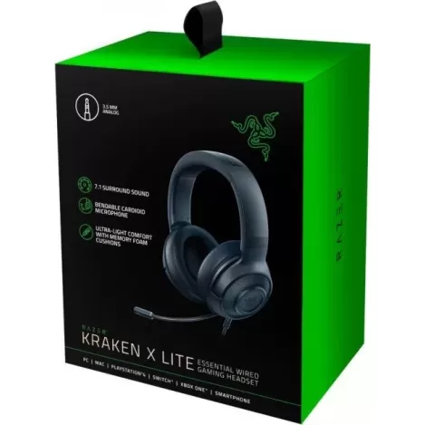 אוזניות גיימינג חוטיות RAZER Kraken X Lite צבע שחור