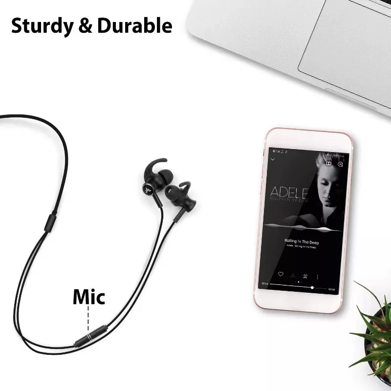 Наушники со встроенным микрофоном, подходящие для занятий спортом (Earbuds) Avantree Wired Headphones & Mic – Earbuds With In-line Control Цвет:чёрный