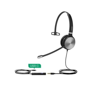 אוזנייה חוטית Yealink UH36 Mono USB-C צבע שחור, כסוף
