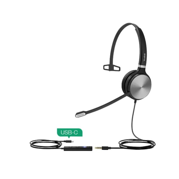 אוזנייה חוטית Yealink UH36 Mono USB-C צבע שחור, כסוף