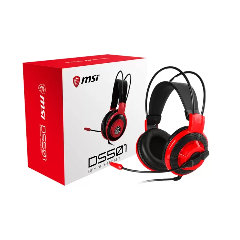 אוזניות גיימינג חוטיות MSI DS501 צבע אדום