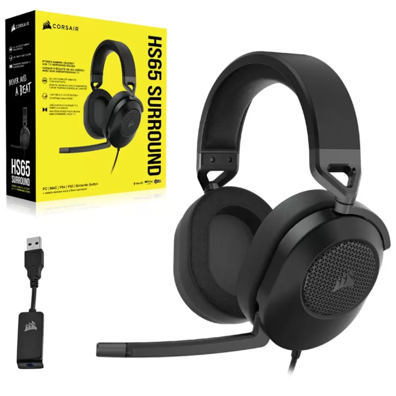 Проводные игровые наушники с встроенным микрофоном Corsair HS65 SURROUND Wired