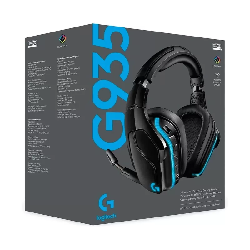 Wireless gaming headband headphones with built-in microphone Logitech G935