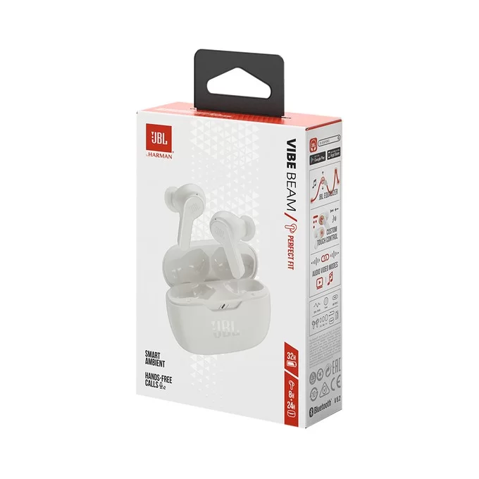אוזניות סטריאו Bluetooth JBL Wave Beam לבן