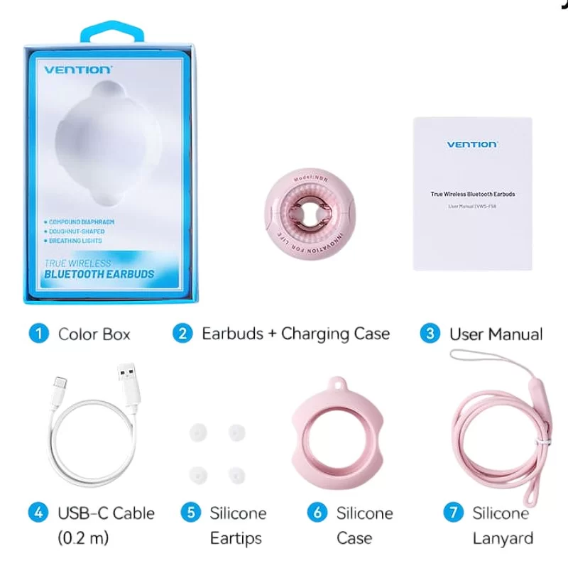 Wireless Headphones Vention Tiny T17 TWS pink Wireless Headphones Vention Tiny T17 TWS pink