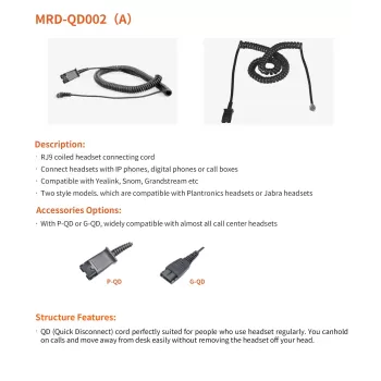 Проводные наушники Mairdi MRD-QD002-A RJ9