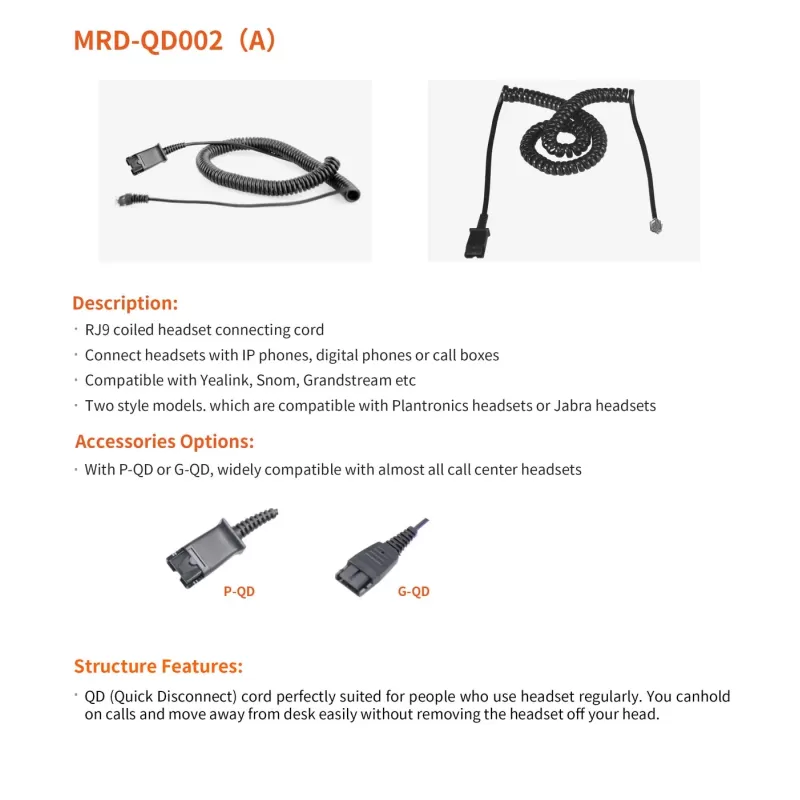 Wired Headphones Mairdi MRD-QD002-A RJ9 Wired Headphones Mairdi MRD-QD002-A RJ9