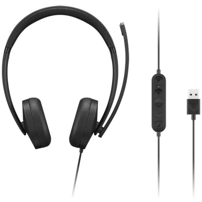 Проводные наушники Lenovo USB-A Wired Stereo Headset Gen 2 Цвет:чёрный Проводные наушники Lenovo USB-A Wired Stereo Headset Gen 2 Цвет:чёрный