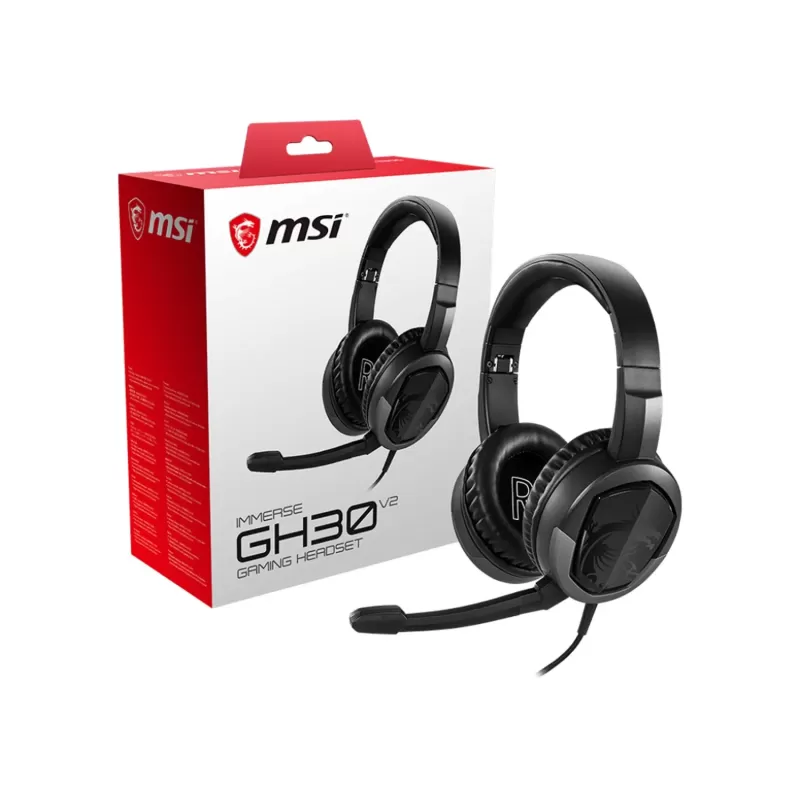 אוזניות גיימינג חוטיות MSI IMMERSE GH30 V2 צבע שחור