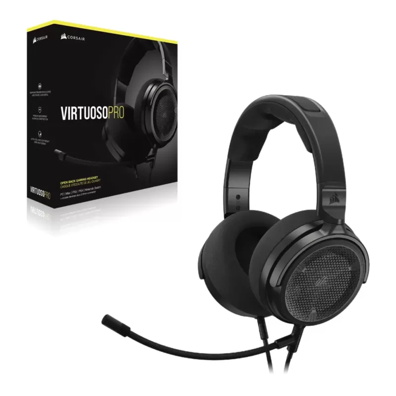 אוזניות גיימינג חוטיות Corsair VIRTUOSO PRO Open Back Streaming/Gaming Headset - Carbon (EU) צבע שחור אוזניות גיימינג חוטיות Corsair VIRTUOSO PRO Open Back Streaming/Gaming Headset - Carbon (EU) צבע שחור