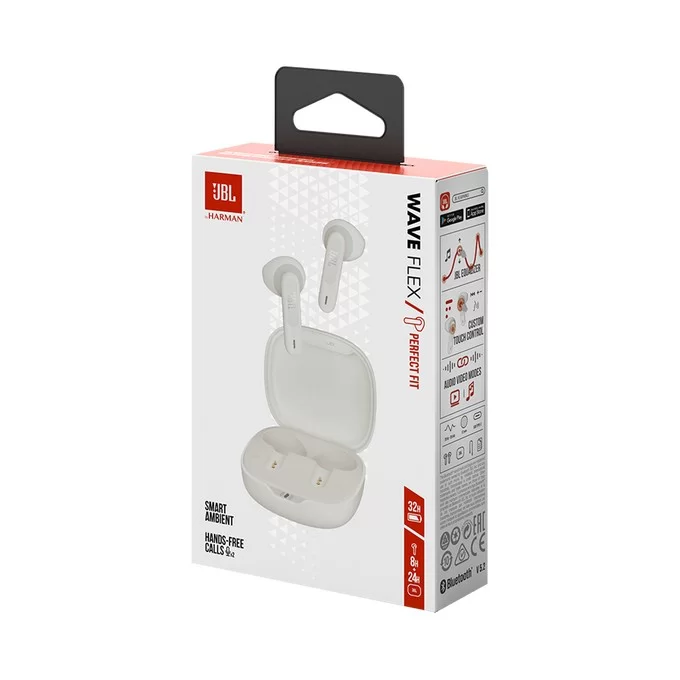 Стереонаушники Bluetooth JBL Wave Flex TW white