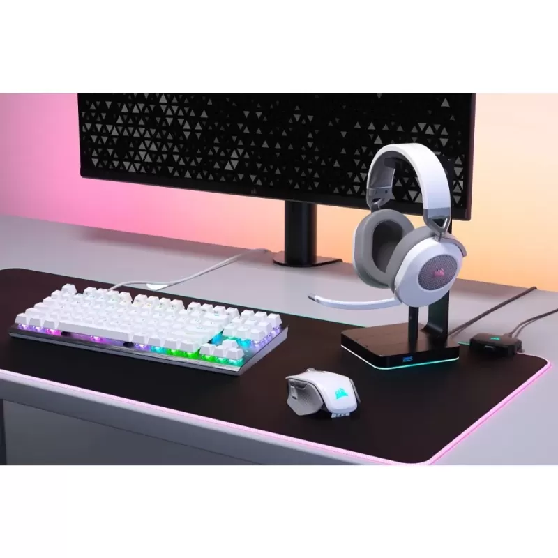 אוזניות גיימינג אלחוטיות Corsair HS65 SURROUND 7.1 - לבן