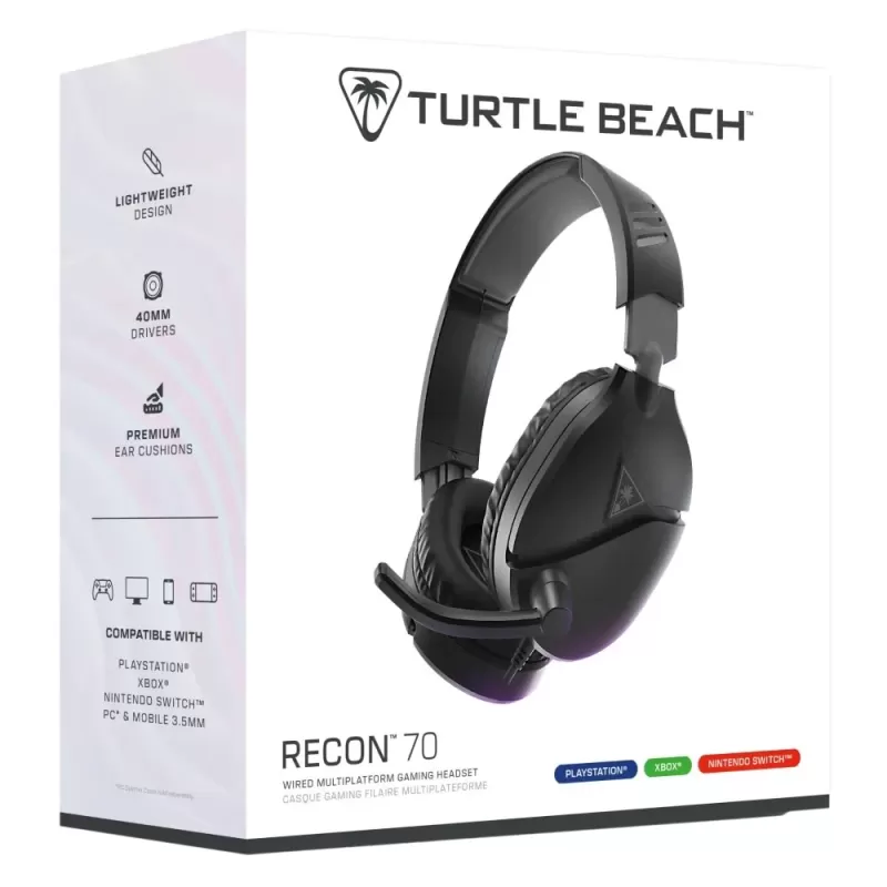 אוזניות גיימינג חוטיות Turtle Beach RECON 70 Multi-Platform 2024 - שחור