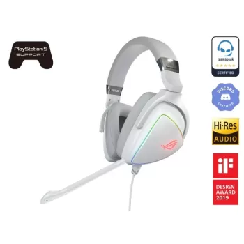 אוזניות גיימינג Virtual 7.1 surround sound Asus ROG Delta לבן