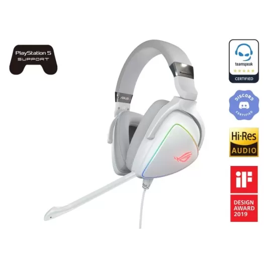 Игровые Наушники с Виртуальным Объемным Звуком 7.1 Asus ROG Delta white