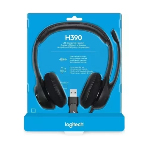 Проводные моно накладные наушники с встроенным микрофоном Logitech H390 Headset With Mic USB Цвет:чёрный