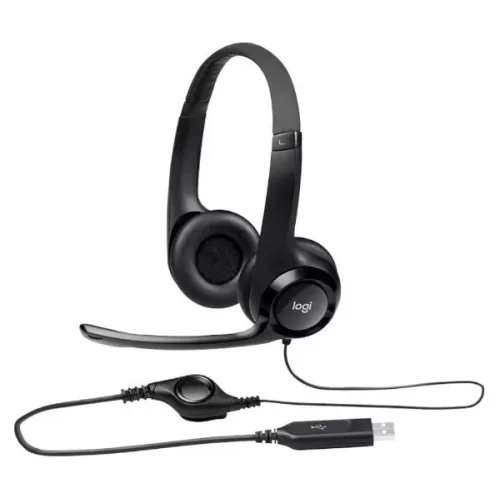 Проводные моно накладные наушники с встроенным микрофоном Logitech H390 Headset With Mic USB Цвет:чёрный