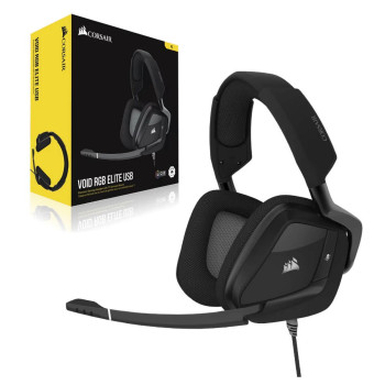 Проводные игровые наушники с оголовьем Corsair VOID RGB ELITE USB Premium черный