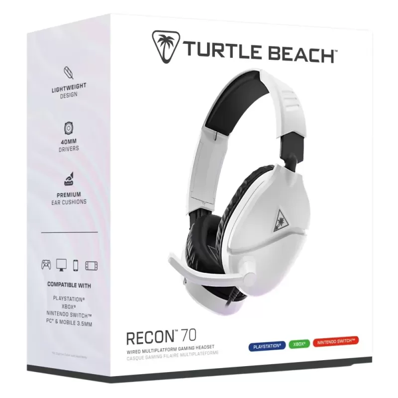 אוזניות גיימינג חוטיות Turtle Beach RECON 70 Multi-Platform 2024 - לבן