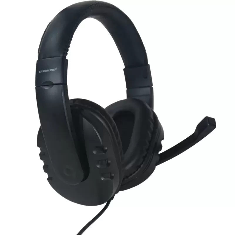 Wired Headphones Silver Line HS-009 with USB and Mic Color:black blue
