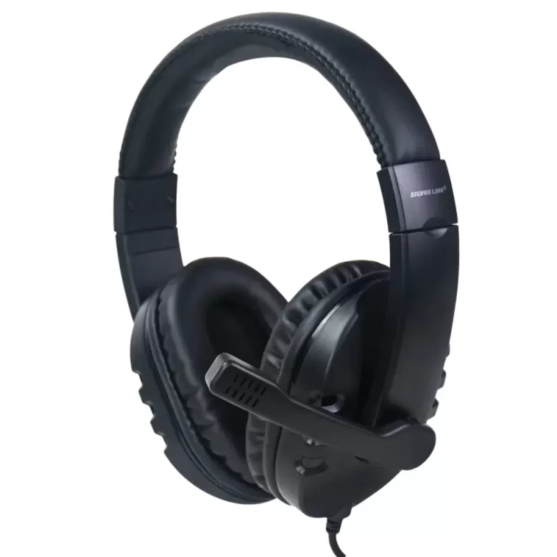 Wired Headphones Silver Line HS-009 with USB and Mic Color:black blue