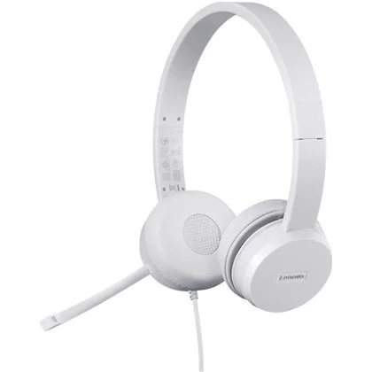 אוזניות חוטיות Lenovo 110 On-Ear Stereo USB לבן
