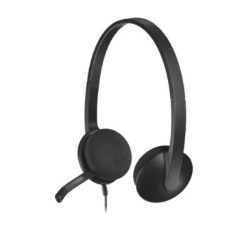 אוזניות חוטיות Logitech H340 USB-A צבע שחור