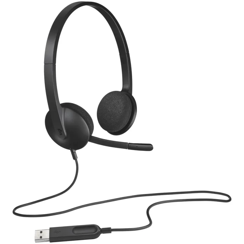 אוזניות חוטיות Logitech H340 USB-A צבע שחור אוזניות חוטיות Logitech H340 USB-A צבע שחור
