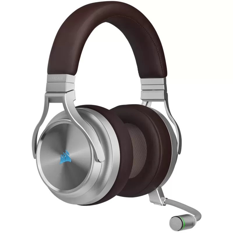 Wireless Gaming Over-Ear Headphones with Built-in Microphone Corsair VIRTUOSO RGB WIRELESS SE High-Fidelity Gaming Headset - Espresso Color:silver
