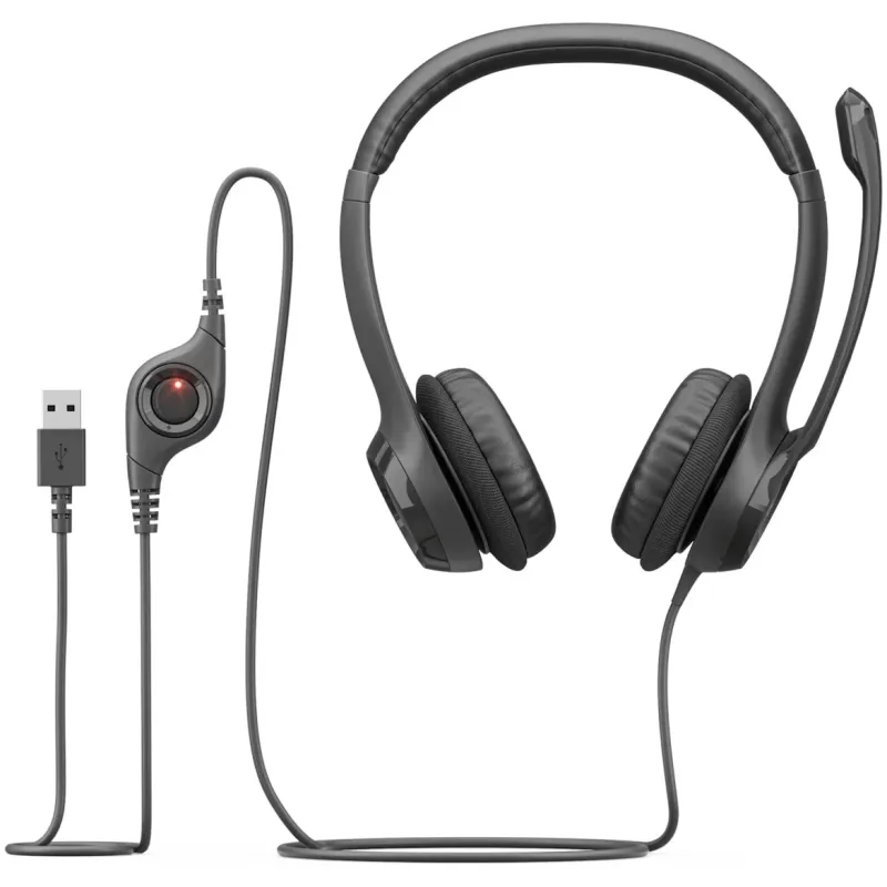 אוזניות חוטיות Logitech H390 USB-A צבע שחור