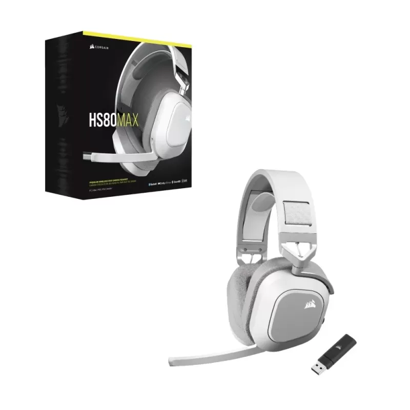אוזניות גיימינג אלחוטיות Corsair HS80 MAX WIRELESS White צבע לבן