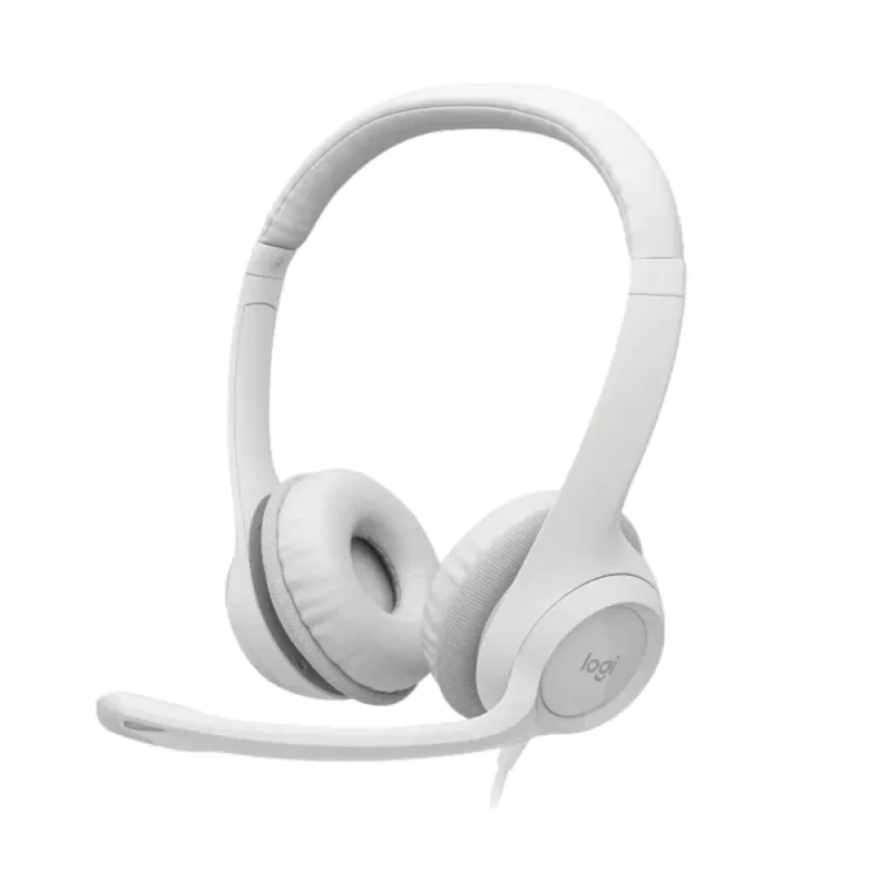 אוזניות עם מיקרופון מובנה Logitech H390 USB לבן
