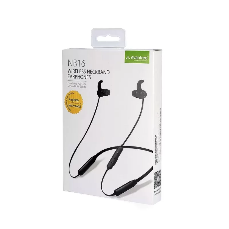 Wireless Headphones Avantree Bluetooth Neckband Headphones AV-BTHS-NB16-BLK-F Color:black