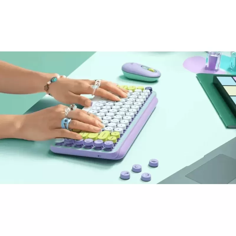 Беспроводная Клавиатура Logitech POP KEYS фиолетовый, белый, yellow, yellow Беспроводная Клавиатура Logitech POP KEYS фиолетовый, белый, yellow, yellow