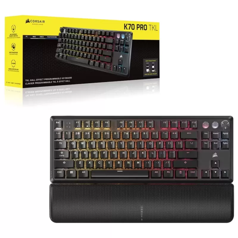 Mechanical gaming keyboard Corsair K70 PRO TKL High-Performance Hall Effect Color:black