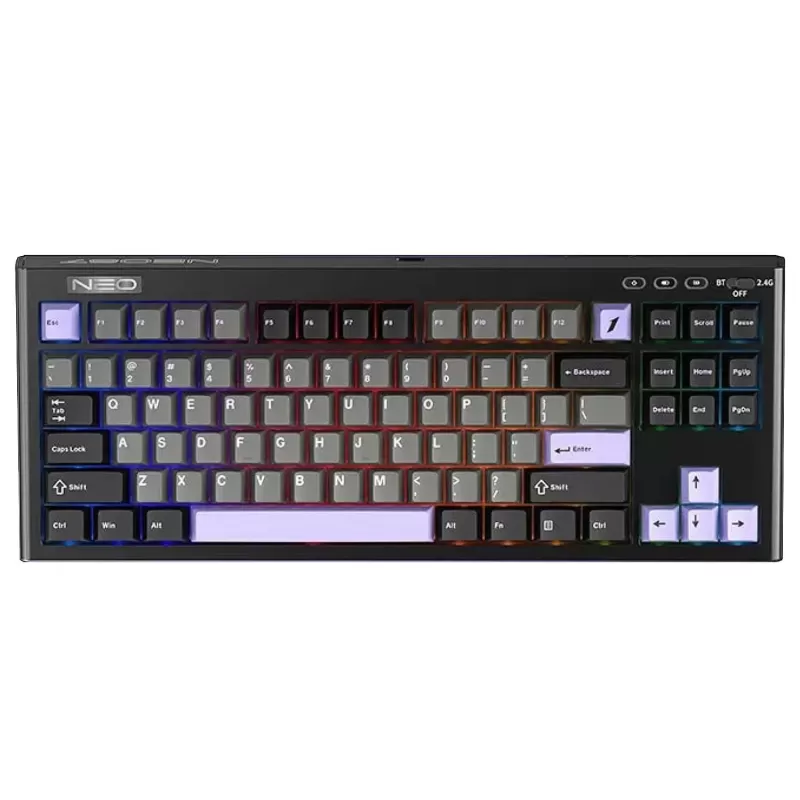 מקלדת גיימינג מכאנית 1St Player NEO87 RGB Midnight Vilot צבע שחור מקלדת גיימינג מכאנית 1St Player NEO87 RGB Midnight Vilot צבע שחור