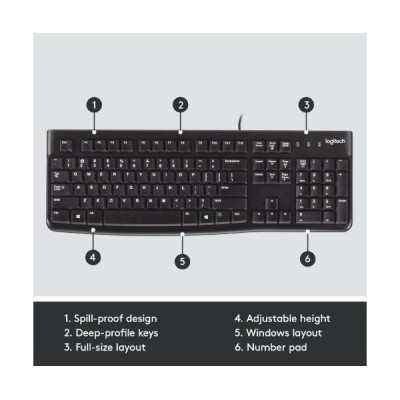 מקלדת Logitech K120 צבע שחור