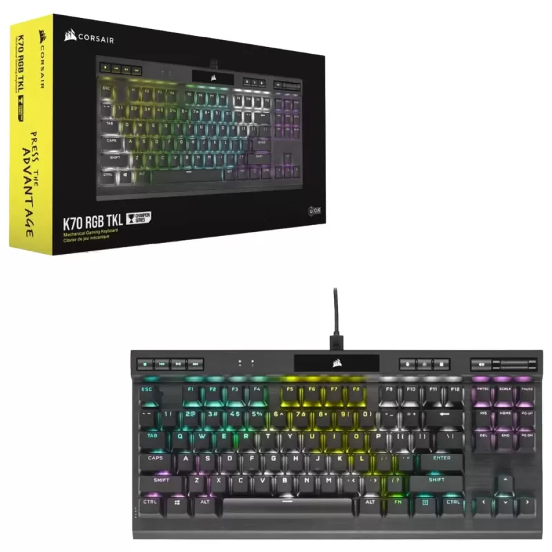 מקלדת גיימינג Corsair K70 RGB TKL CHAMPION SERIES Mechanical - CHERRY MX Red צבע שחור מקלדת גיימינג Corsair K70 RGB TKL CHAMPION SERIES Mechanical - CHERRY MX Red צבע שחור