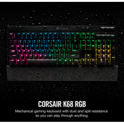 מקלדת גיימינג Corsair K68 RGB CHERRY MX Red צבע שחור